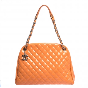 مملوكة مسبقًا Chanel Melon Orange Quilted Leather Medium Just Mademoiselle Bowler Bag
