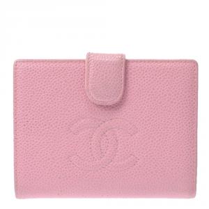 Chanel Pink Caviar Leather Small Bifold Wallet 
