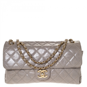 مملوكة مسبقًا حقيبة "جامبو 3" قلاب جلد رصاصي فاتح