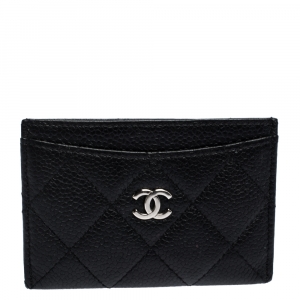 Chanel Black Quilted Caviar Leather CC Card Case