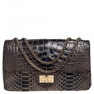 Pre Owned Chanel Black Crocodile and Python 2.55 Reissue Flap Bag