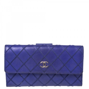 Chanel Blue Ultimate Stitch Quilted Leather CC Flap Continental Wallet 