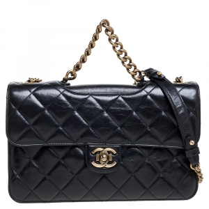 مملوكة مسبقًا Chanel Black Quilted Leather Large Perfect Edge Flap Bag
