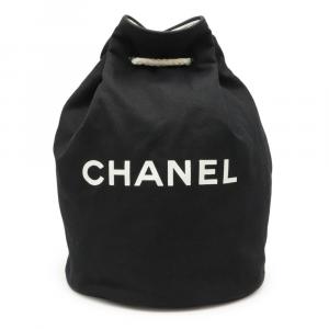 Pre Owned Chanel Black Canvas Drawstring Bucket Bag