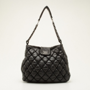 Pre Owned Chanel Black Quilted Bubble Hobo