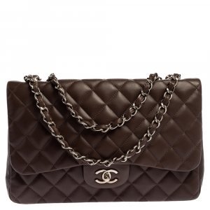 مملوكة مسبقًا Chanel Brown Quilted Leather Jumbo Classic Single Flap Bag