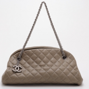 Pre Owned Chanel Dark Gold Caviar Leather Just Mademoiselle Bowling Bag 