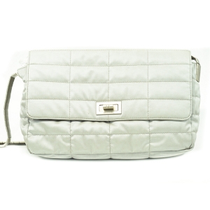 Pre Owned Chanel White Fabric Flap Bag
