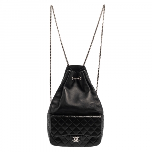 Pre Owned Chanel Black Quilted Leather Large Seoul Backpack