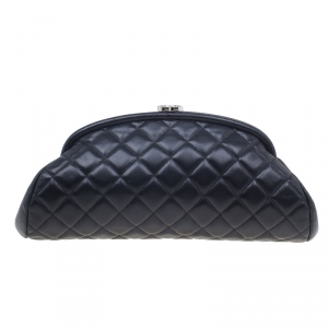 Pre Owned Chanel Black Quilted Leather Timeless Clutch