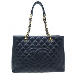 مملوكة مسبقًا Chanel Black Caviar Leather Grand Shopper Tote GST