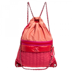Pre Owned Chanel Multicolor Vertical Quilted Nylon Large Coco Neige Convertible Backpack
