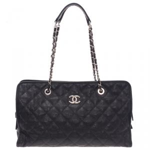 مملوكة مسبقًا Chanel Black Quilted Caviar Leather Riviera Medium Zipped Shopping Tote