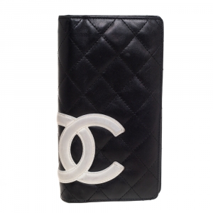 مملوكة مسبقًا Chanel Black Leather Cambon Ligne Yen Long Wallet