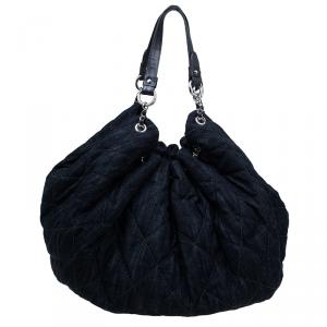 Chanel Black Denim XL Coco Cabas Spirit Hobo Bag