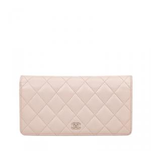 Pre Owned Chanel Pink Quilted Leather CC Continental Wallet