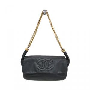 Pre Owned Chanel Black Calfskin Flap CC Chain Shoulder Bag 