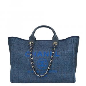 مملوكة مسبقًا Chanel Blue Denim Deauville Tote Bag