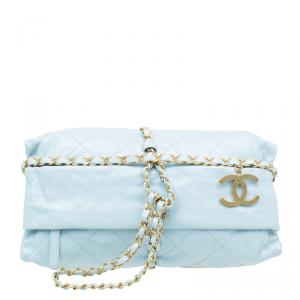 Chanel Powder Blue Quilted Calfskin Leather Baluchon Evening Bag