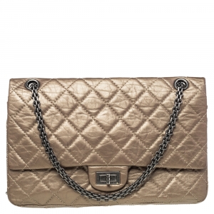 مملوكة مسبقًا Chanel Metallic Beige Quilted Leather Reissue 2.55 Classic 226 Flap Bag
