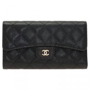 مملوكة مسبقًا Chanel Black Quilted Caviar Continental Wallet
