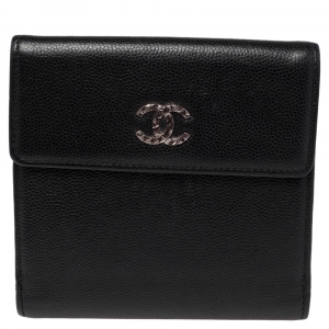 Chanel Black Leather CC Flap French Wallet