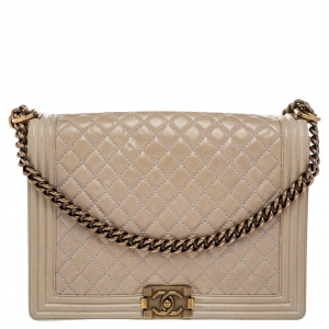 مملوكة مسبقًا Chanel Beige Quilted Leather Large Boy Flap Bag