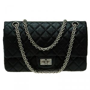 Pre Owned Chanel Black Quilted Leather Reissue 2.55 Classic 225 Flap Bag