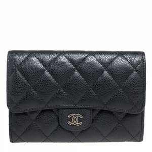 Chanel Black Caviar Leather Medium Flap Wallet