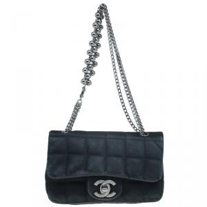 Chanel Black Square Quilted Satin Mini Flap Evening Bag