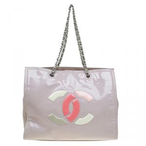 مملوكة مسبقًا Chanel Beige Vinyl Lipstick Grand Shopping Tote