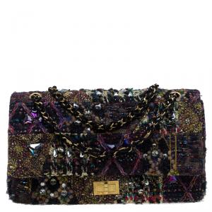 مملوكة مسبقًا Chanel Multicolor Lesage Tweed Jewel Encrusted Reissue 2.55 Classic 228 Flap Bag