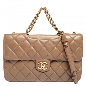 Pre Owned Chanel Brown Leather Large Perfect Edge Flap Bag