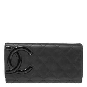 Chanel Black Quilted Leather Cambon Flap Continental Wallet