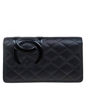 Chanel Black Quilted Leather CC Cambon Long Wallet