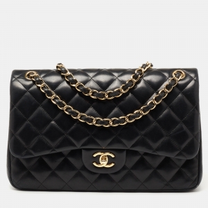 مملوكة مسبقًا Chanel Black Quilted Leather Jumbo Classic Double Flap Bag