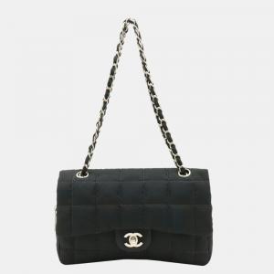 Pre Owned Chanel Black Quilted Nylon Flap Bag 