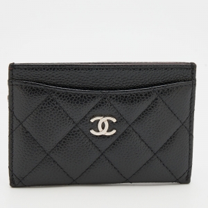 Chanel Black Quilted Caviar Leather CC Card Holder