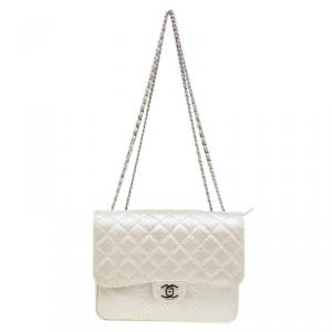 Chanel Pearl Python Classic 3 Flap Bag 