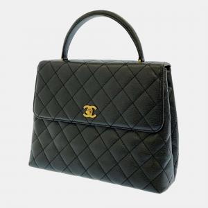 Chanel Black Leather Kelly Handle Bag