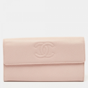 Chanel Pink Caviar Leather CC Flap Wallet