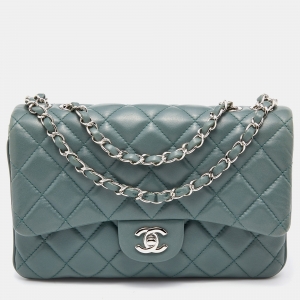 Chanel Teal Quilted Leather Medium 3 Accordion Flap Bag