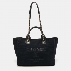 Pre Owned Chanel Black Canvas Small Deauville Tote