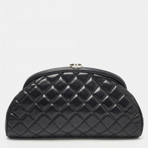 Pre Owned Chanel Black Quilted Leather Timeless Classic Clutch
