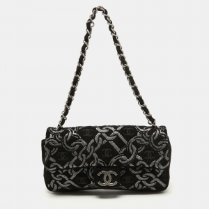 Pre Owned Chanel Black/Silver Tweed CC Paris Shanghai Pudong Flap Bag