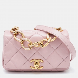 Pre Owned Chanel Pink Quilted Leather Mini Color Match Flap Bag
