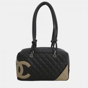 Pre Owned Chanel Black Leather Cambon Line Shoulder Bag 