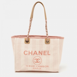 مملوكة مسبقًا Chanel Pink Raffia and Leather Medium Deauville Shopper Tote