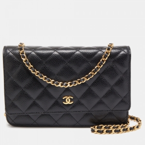 مملوكة مسبقًا Chanel Black Quilted Caviar Leather WOC Clutch