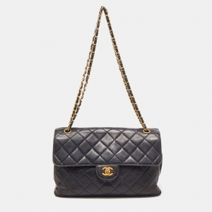 Pre Owned Chanel Black Quilted Leather Double Sided Flap Bag